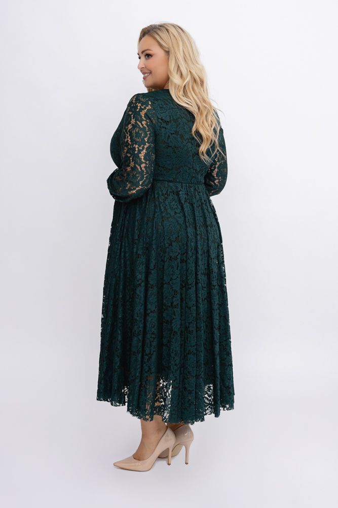 Butelkowozielona Sukienka koronkowa