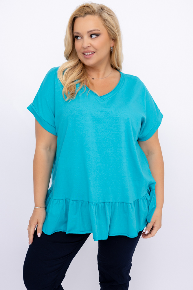 Blusa azul con volante