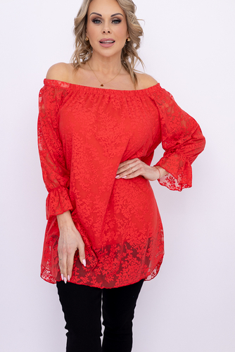 Tunique en dentelle rouge