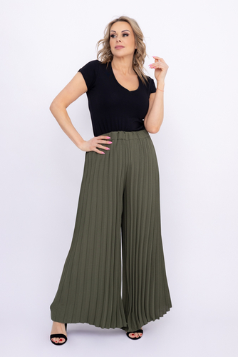 Pantaloni plisați kaki