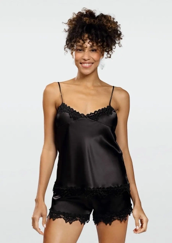 Schwarzes Satin-Set