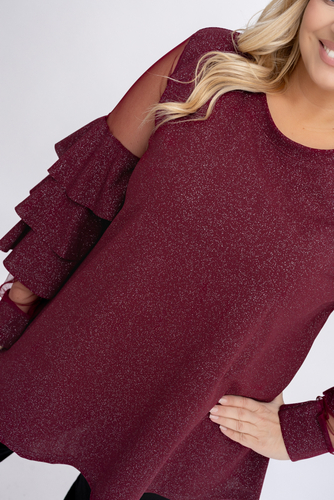 Bottle green Blouse with frills VELI