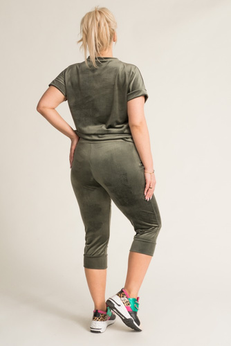 Khaki Komplet welurowy MILKIN