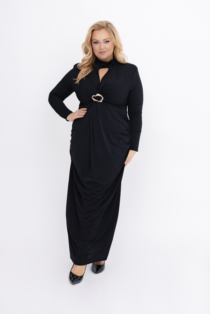 Czarna Sukienka z marszczeniem