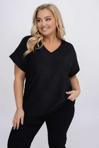 Czarna Bluzka błyszcząca