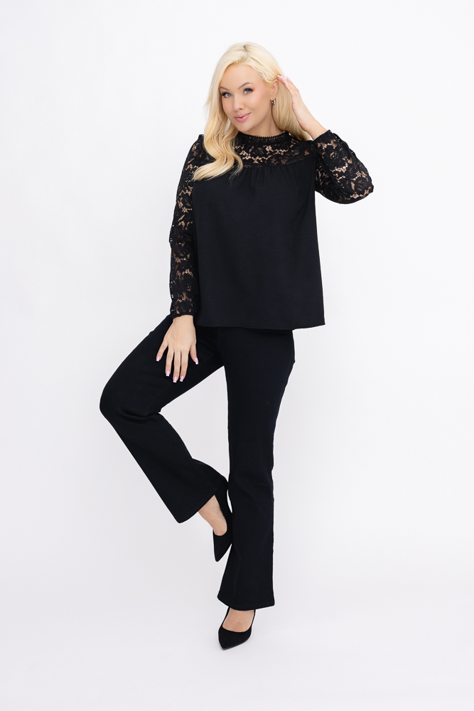  Czarna Bluzka koronkowa
