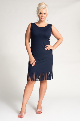 Vestido azul marino con flecos