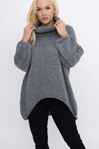 Szary Sweter z golfem