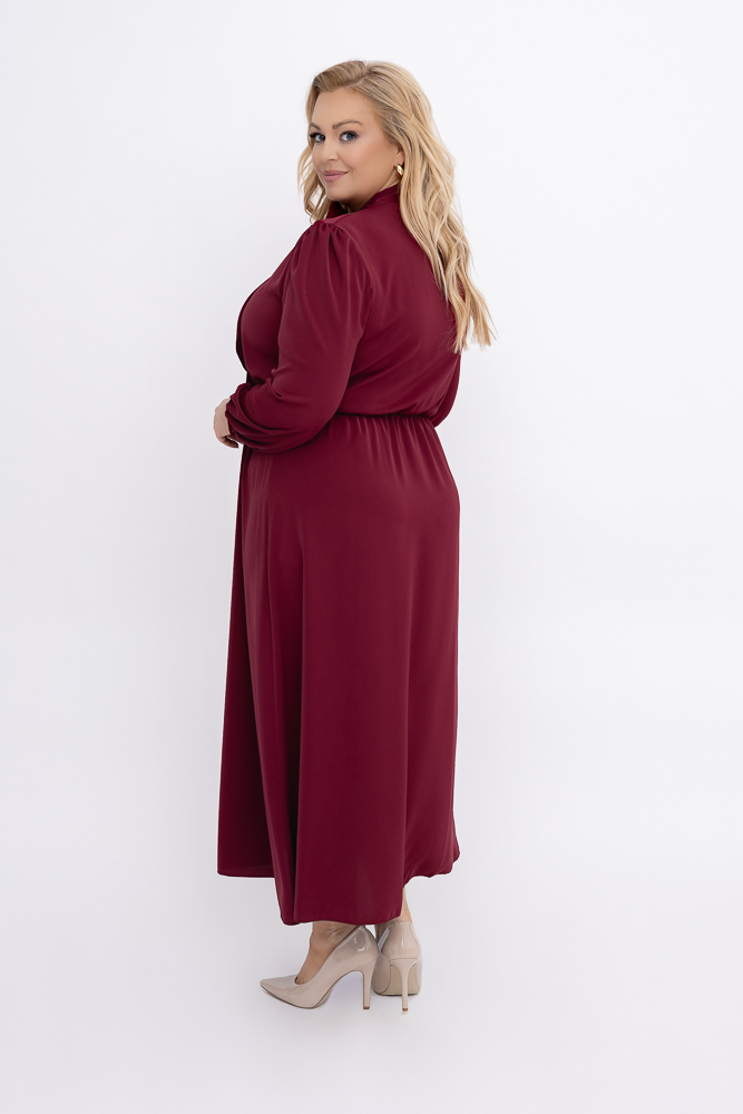 Bordowa Sukienka satynowa