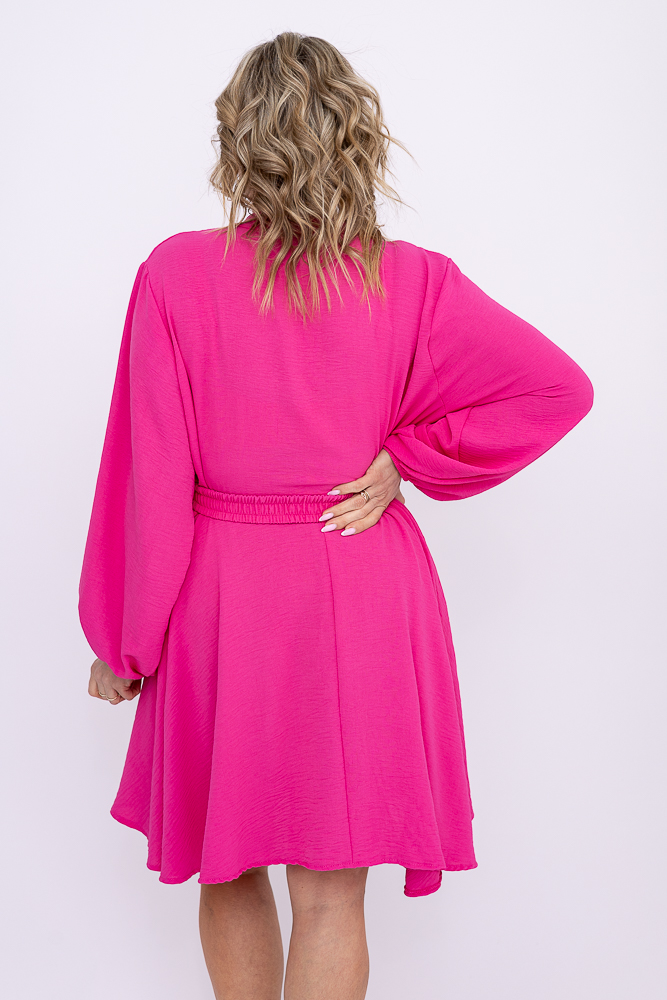 Jasnoróżowa Sukienka koszulowa z paskiem