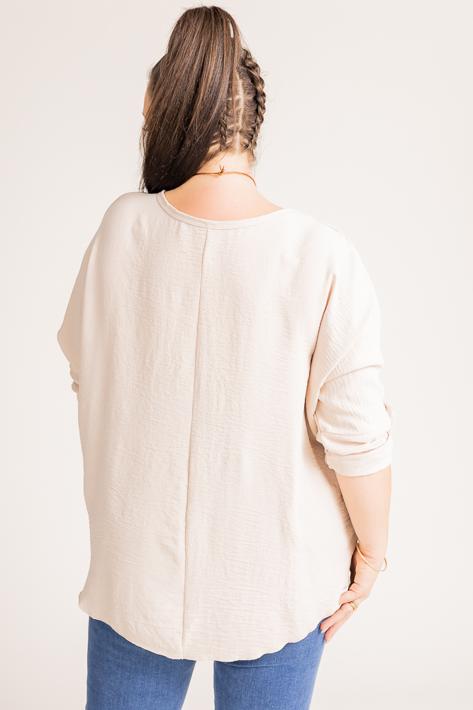 Beige Blouse with Pendant
