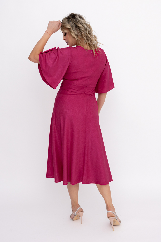 Amaranth Glitter Dress with Crinkle