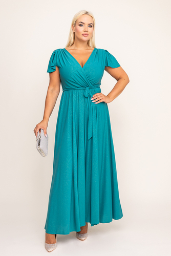Emerald Glitter Maxi Dress with Slit