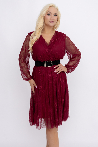Bordowa Sukienka koronkowa