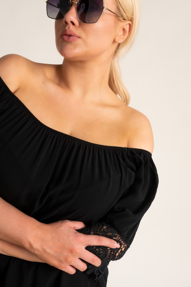 Black Blouse with Embroidery BERGAMO