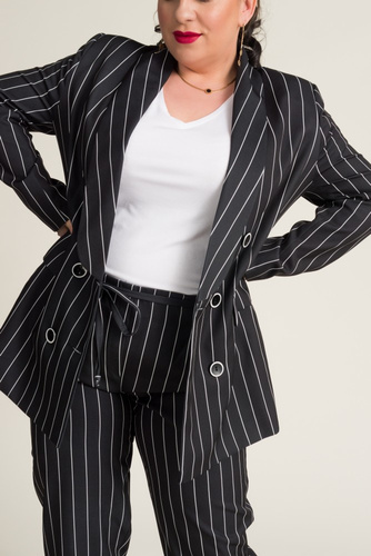 Black and White TEQUILA Striped Double-breasted Suit
