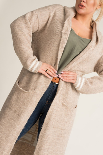 Beige Hooded Cardigan SMILY