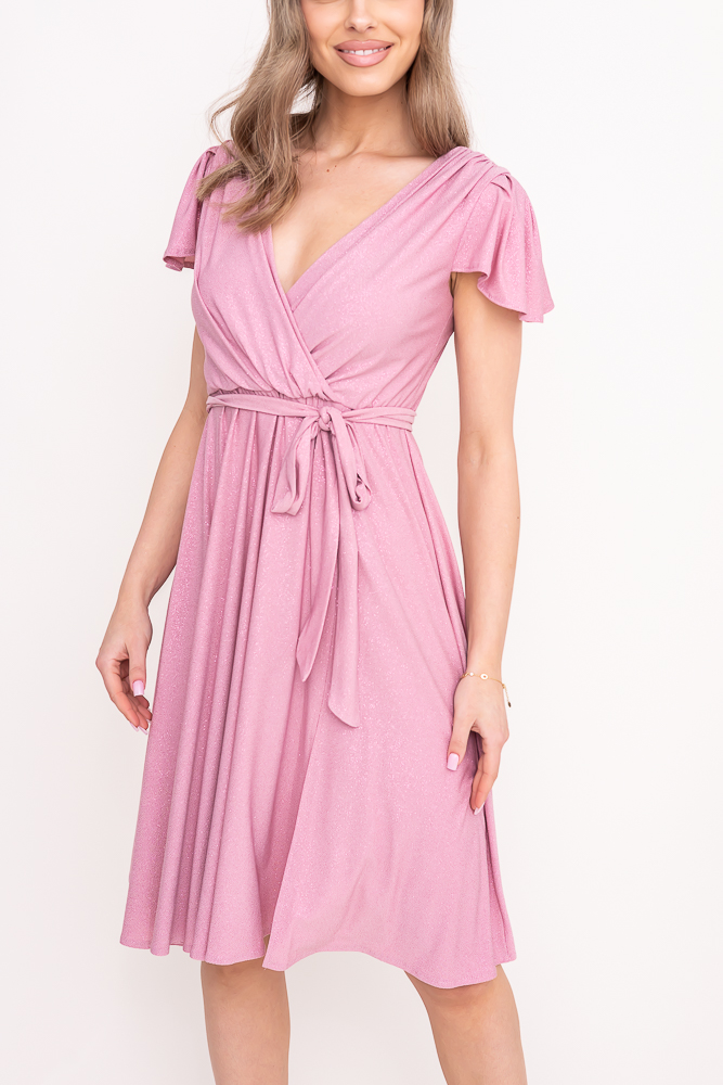 Rochie brocart roz pudră