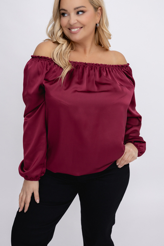 Bordowa satynowa Bluzka