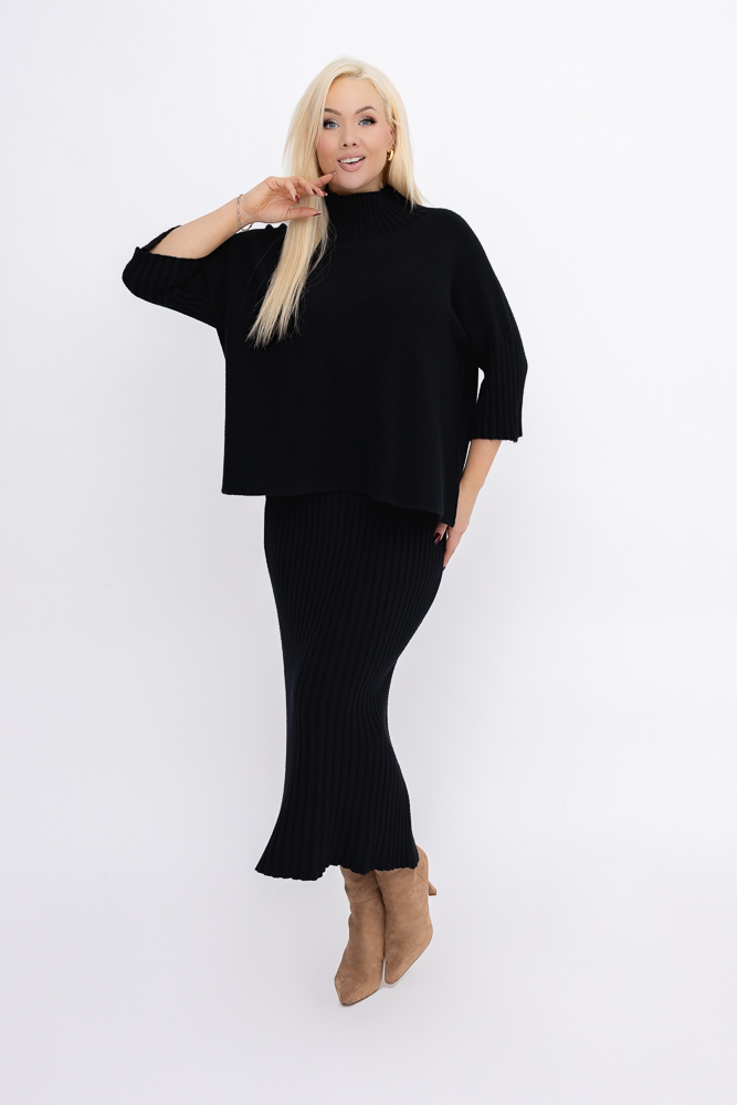 Czarny Komplet sweterkowy