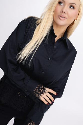 Czarna Koszula z koronką