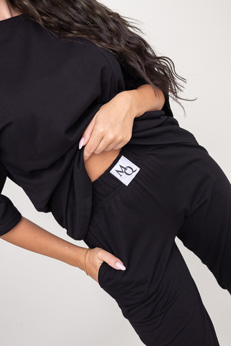 Czarna Piżama z długimi spodniami REVENTI