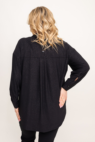 Černá brokátová košile oversize