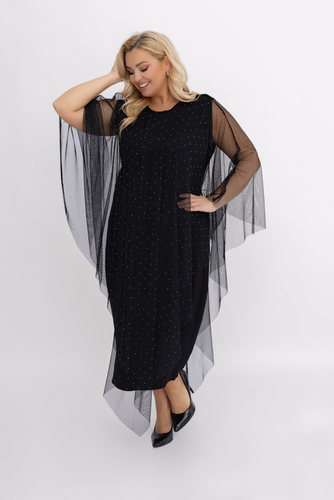 Czarna Sukienka z siateczką Wzór 1 