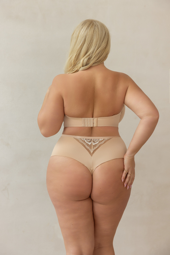 Tanga beige de cintura alta