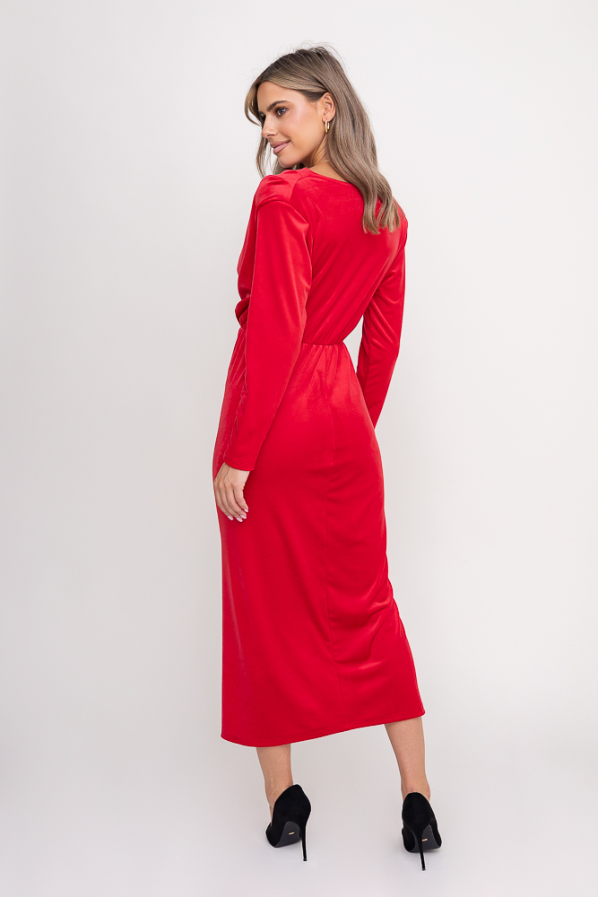 Czerwona Sukienka welurowa KASIOPI
