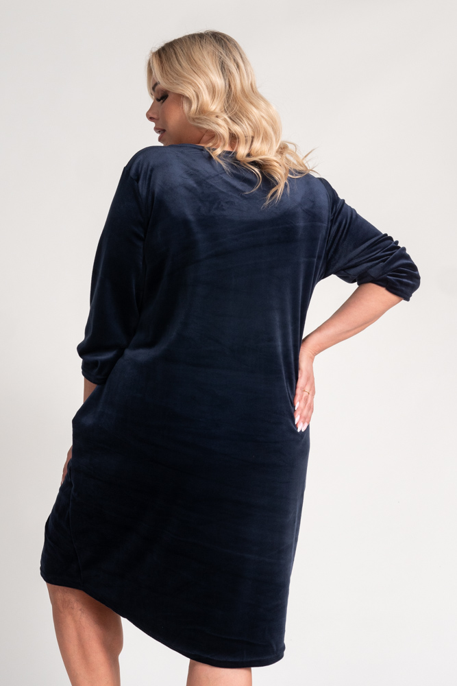 Vestido de terciopelo azul marino