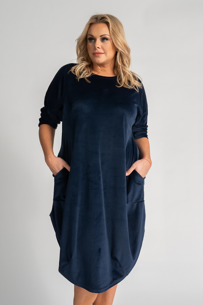 Robe en velours bleu marine