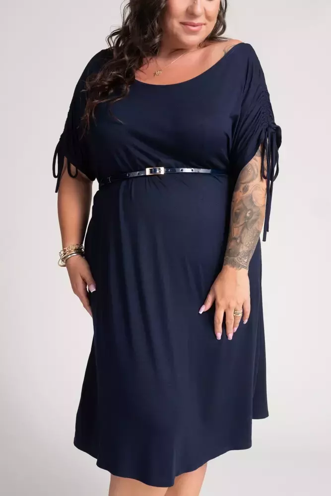 Navy blue Dress with ruffled sleeves