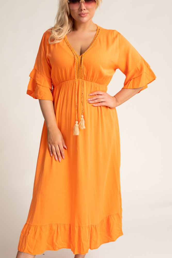 Orange Cut-Off Dress AMORENA
