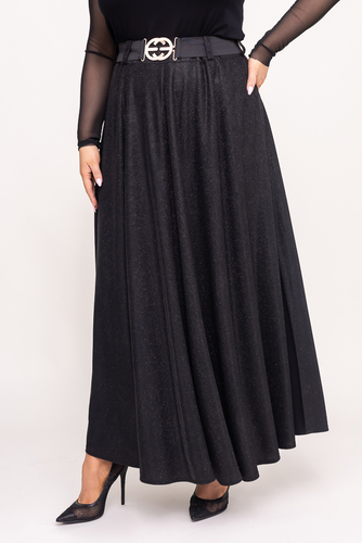 Jupe pailletée noire avec ceinture 