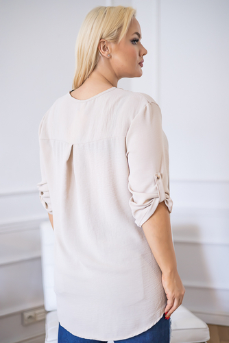 Beige Blouse with a sliding neckline