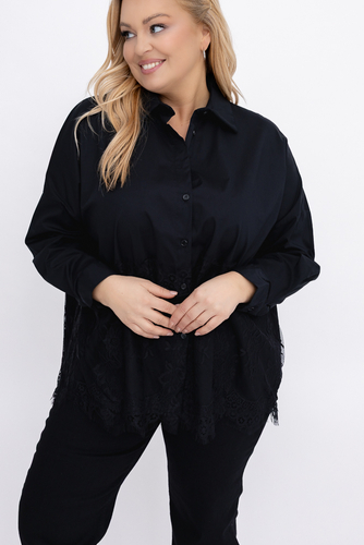 Czarna Koszula z koronką