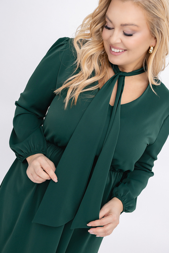 Butelkowozielona Sukienka satynowa