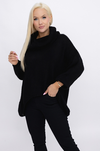 Czarny Sweter z golfem