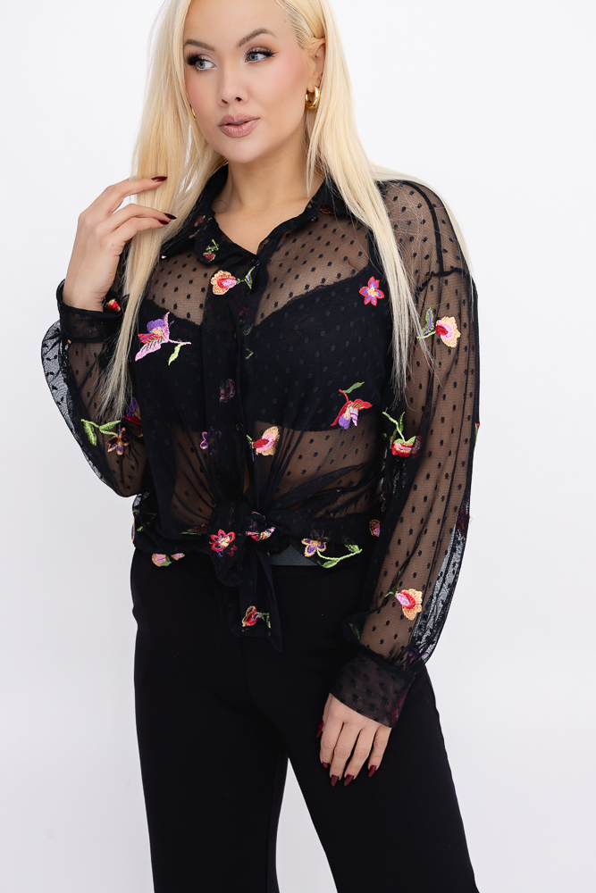 Czarna Koszula prześwitująca