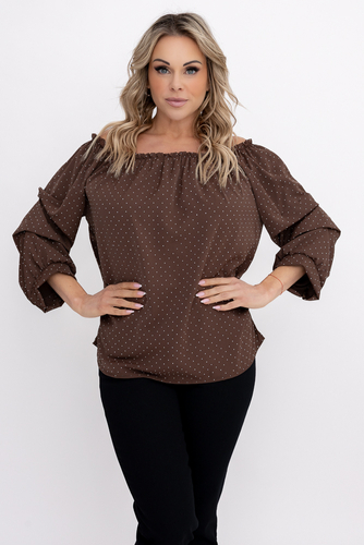 Maroon Blouse with Crinkle Sleeves Design 1