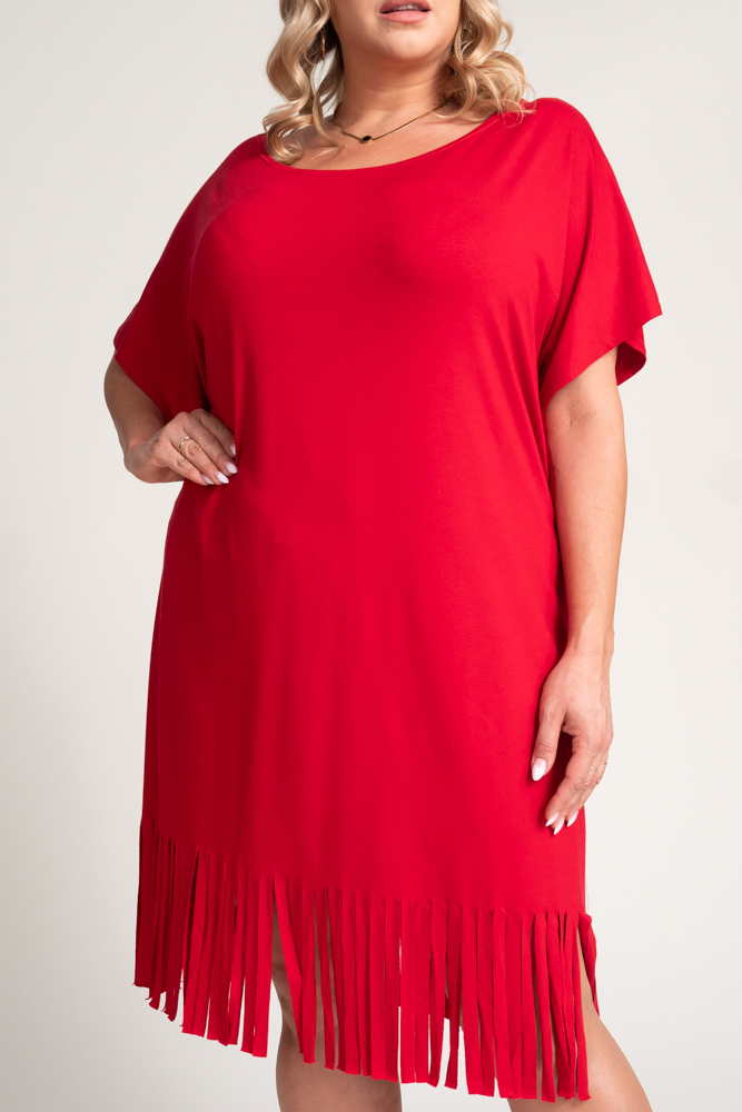 Vestido rojo con flecos