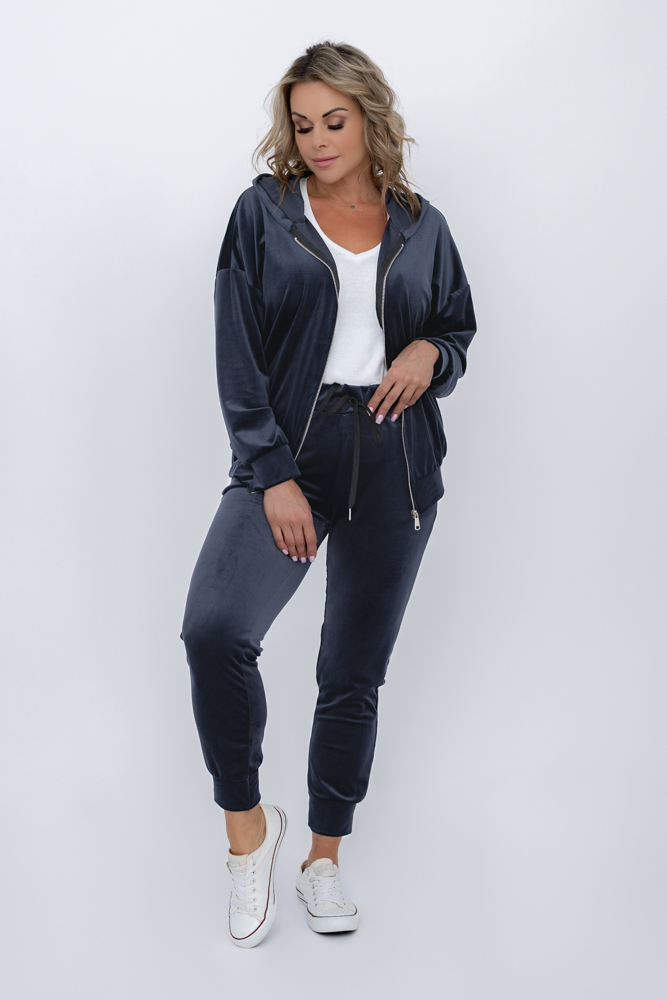 Navy blue velour tracksuit set