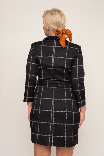  Black and Beige VAENA Checked Dress