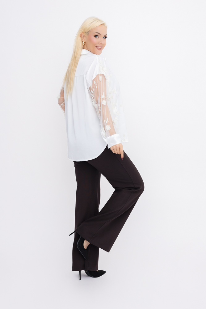 Biała Koszula z prześwitującymi rękawami 