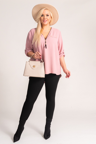 Powder pink Blouse with open neckline