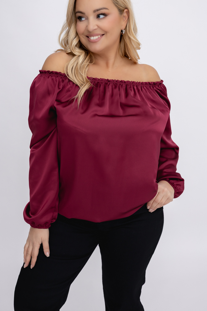 Bordowa satynowa Bluzka