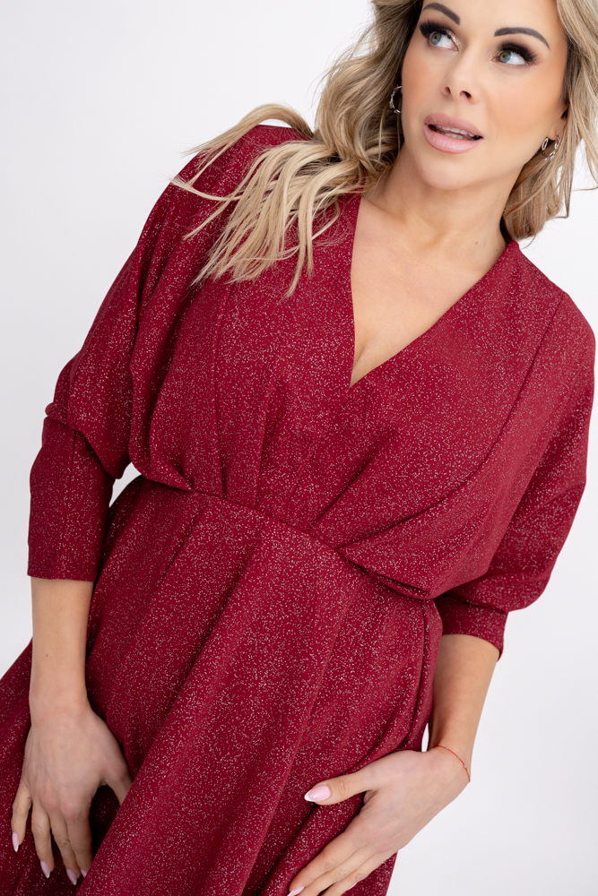 Bordowa Sukienka błyszcząca