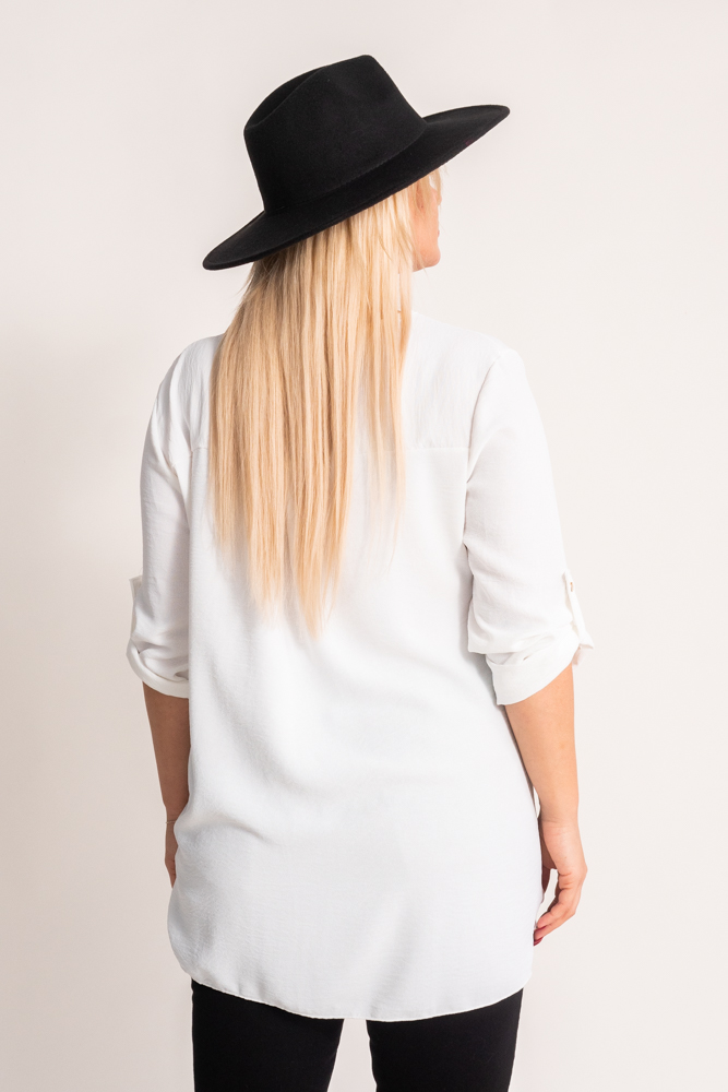 White Blouse with a sliding neckline