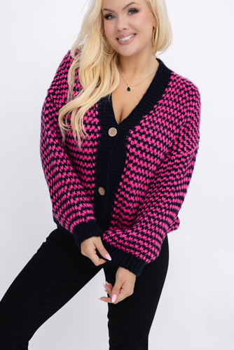 Czarno-różowy Sweter